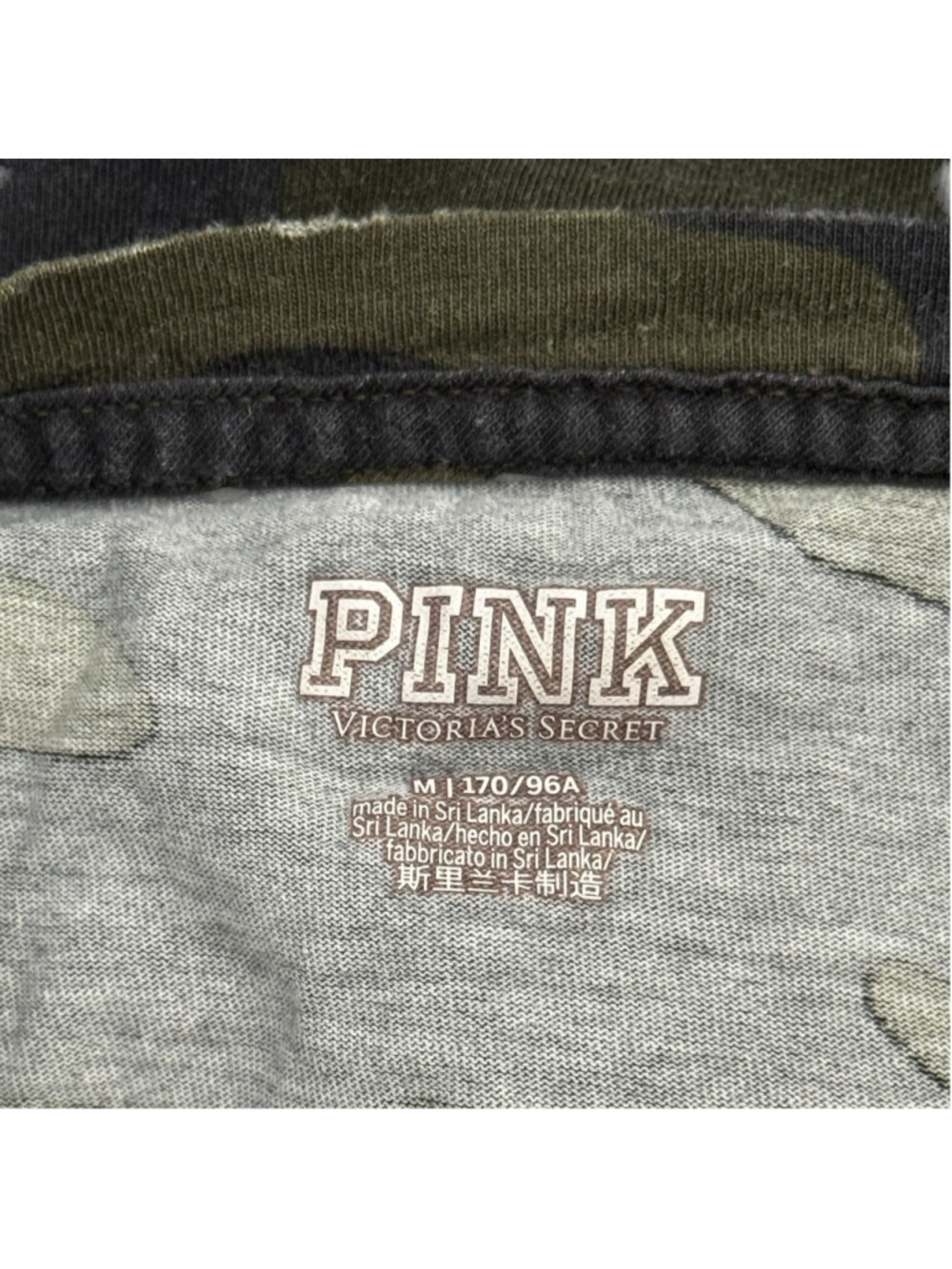 Victoria’s Secret PINK Camo Distressed Long Sleeve Lounge Tee Shirt Medium M - Picture 8 of 8